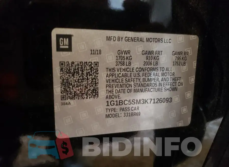 1G1BC5SM3K7126093 Photo# 13