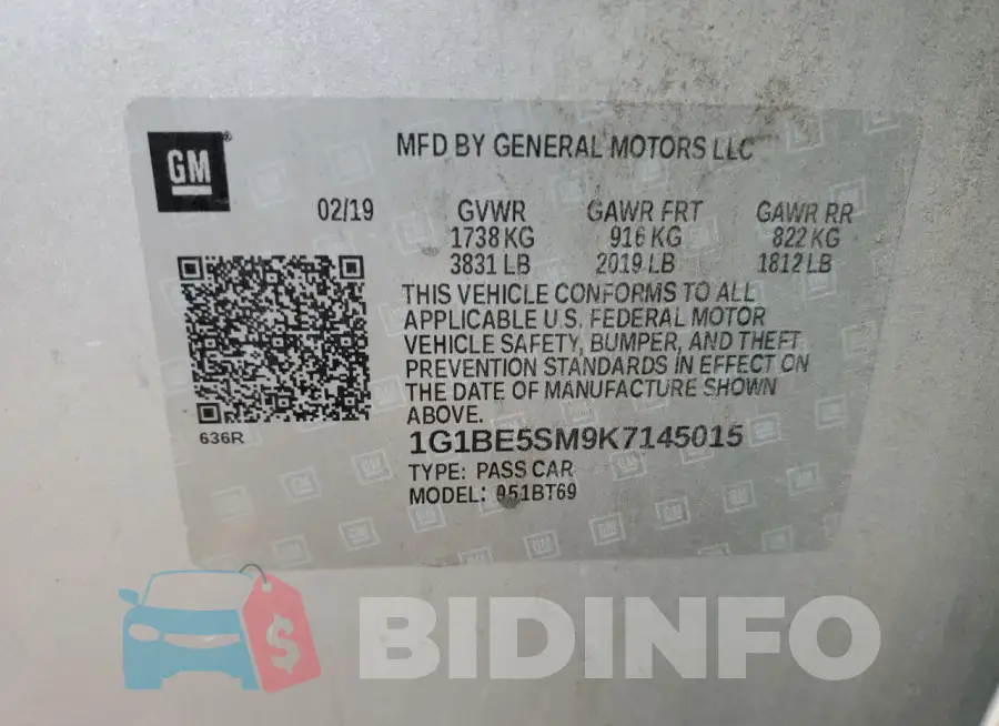 1G1BE5SM9K7145015 Photo# 12
