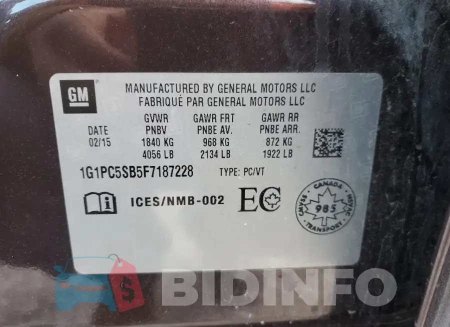 1G1PC5SB5F7187228 Photo# 12