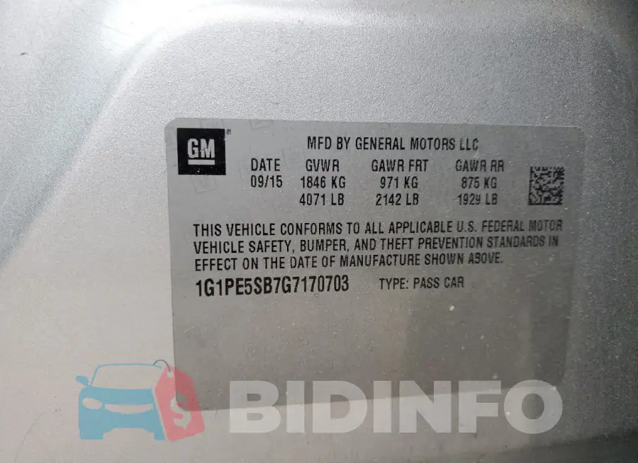 1G1PE5SB7G7170703 Photo# 12