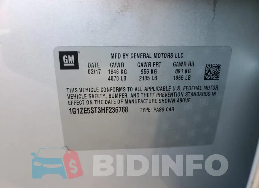 1G1ZE5ST3HF236768 Photo# 13