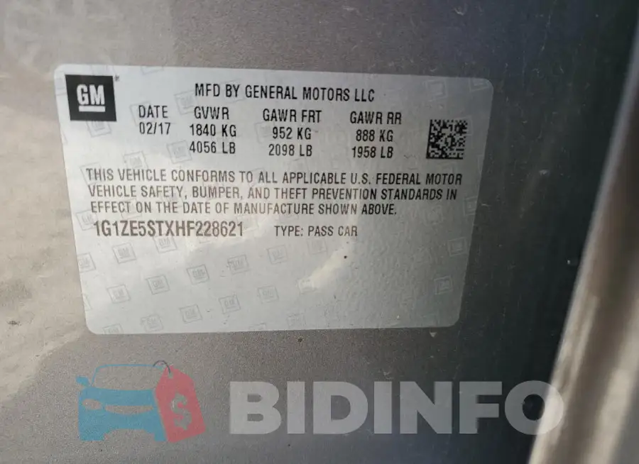 1G1ZE5STXHF228621 Photo# 12