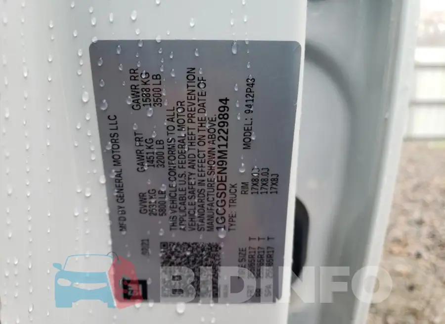 1GCGSDEN9M1229894 Photo# 12