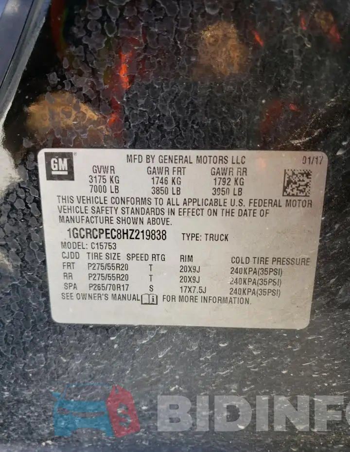 1GCRCPEC8HZ219838 Photo# 12