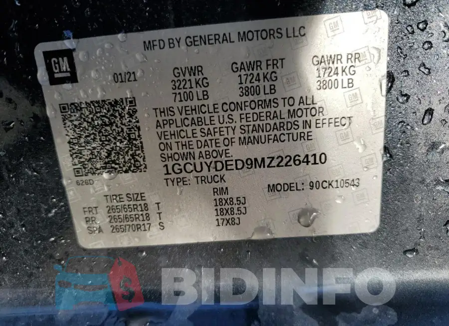 1GCUYDED9MZ226410 Photo# 12