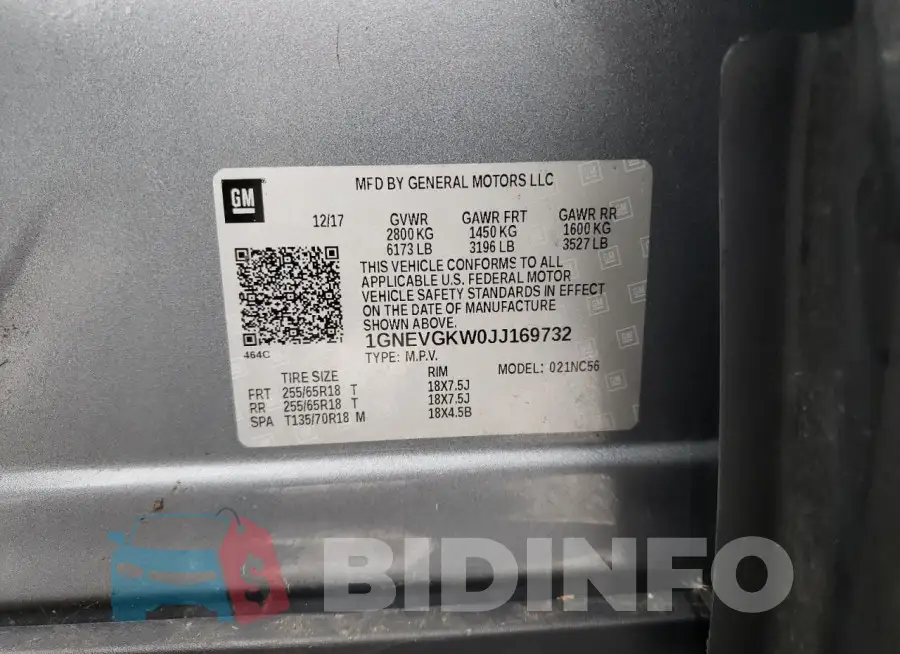 1GNEVGKW0JJ169732 Photo# 14