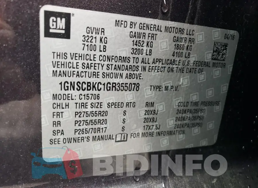 1GNSCBKC1GR355078 Photo# 13