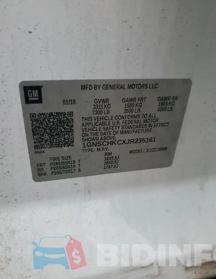 1GNSCHKCXJR235161 Photo# 12