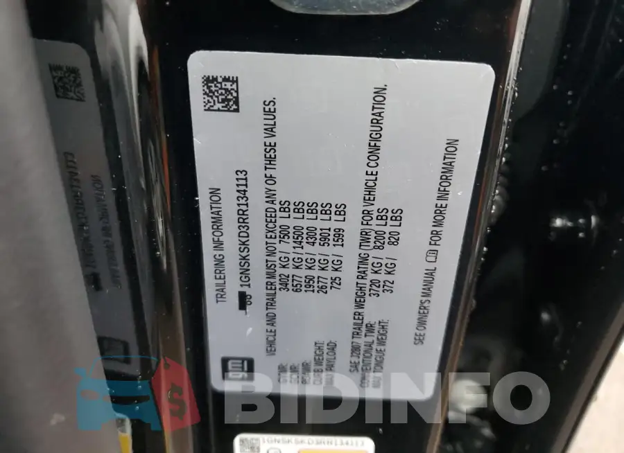 1GNSKSKD3RR134113 Photo# 14