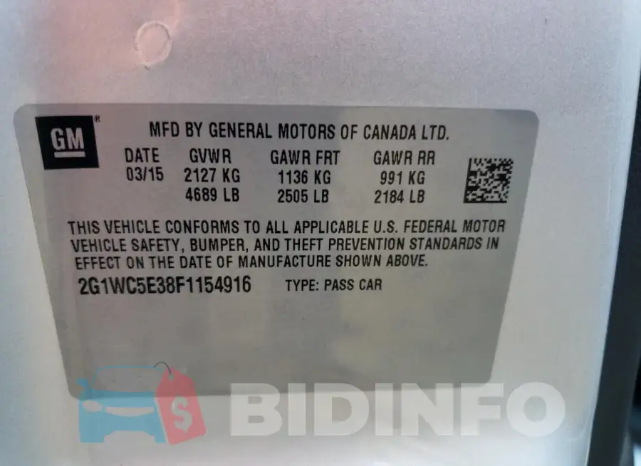 2G1WC5E38F1154916 Photo# 12