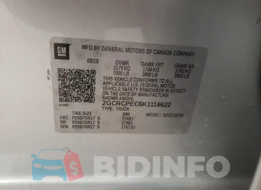 2GCRCPEC6K1118622 Photo# 12