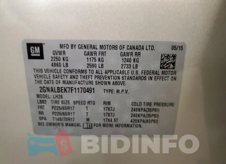 2GNALBEK7F1170491 Photo# 13