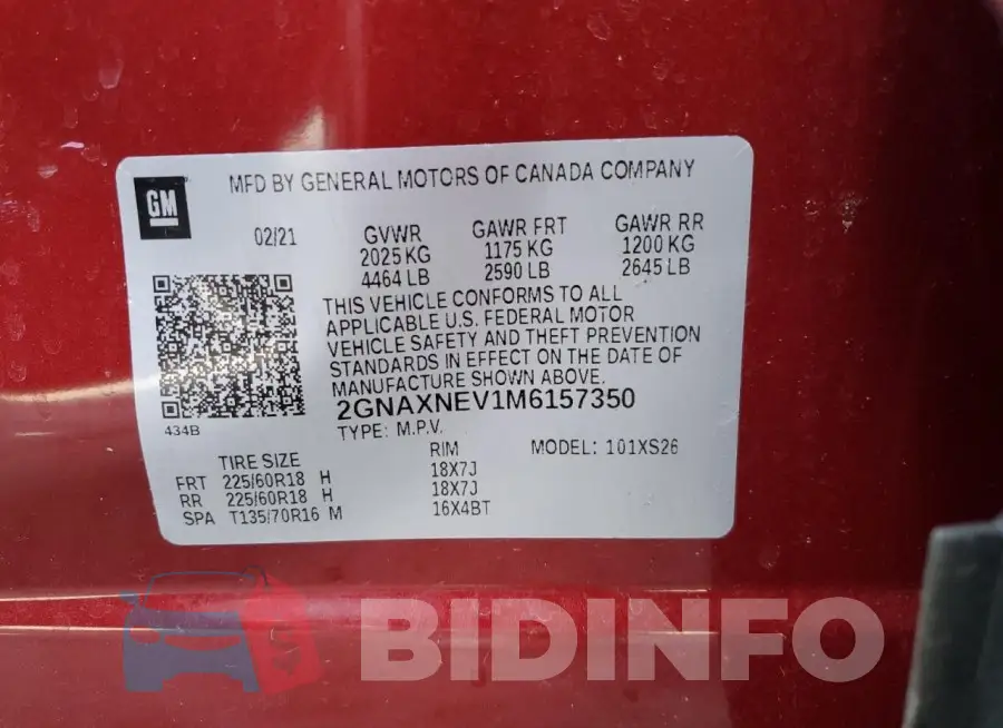 2GNAXNEV1M6157350 Photo# 12