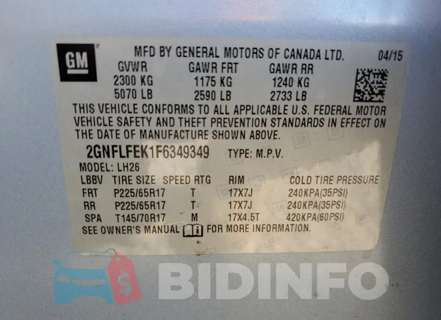 2GNFLFEK1F6349349 Photo# 12