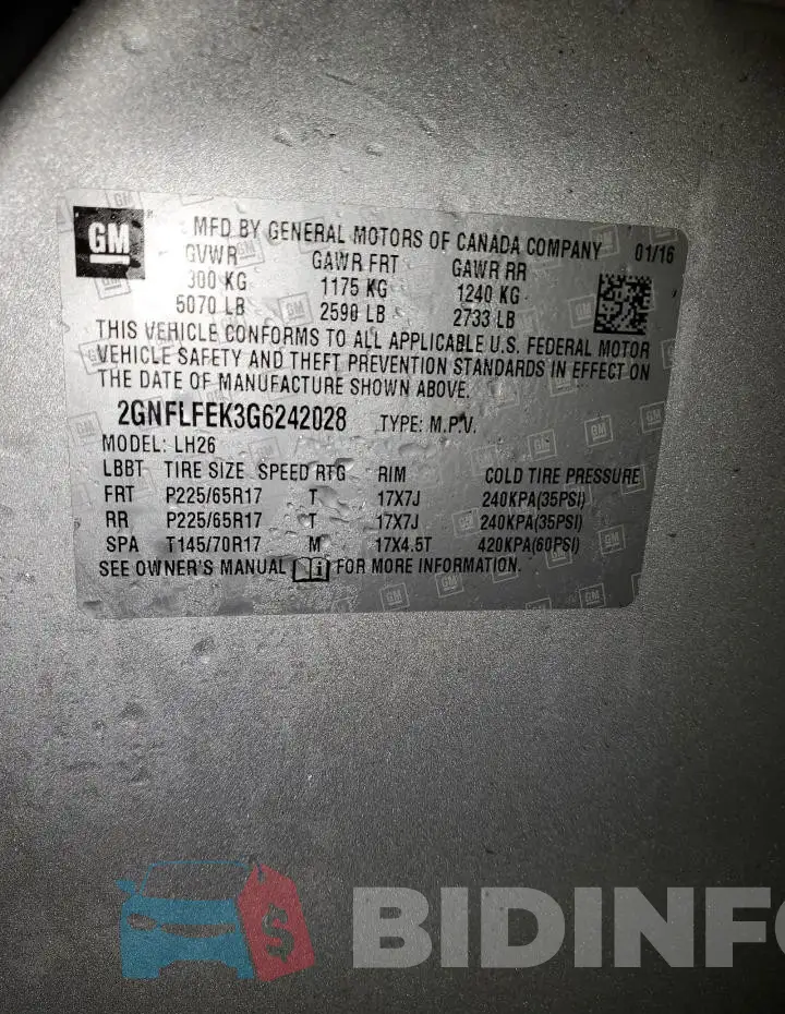 2GNFLFEK3G6242028 Photo# 13