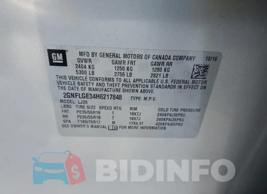 2GNFLGE34H6217848 Photo# 13