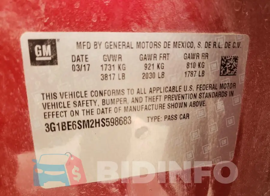 3G1BE6SM2HS598683 Photo# 13