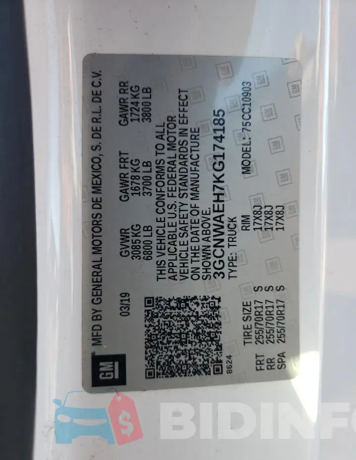 3GCNWAEH7KG174185 Photo# 13