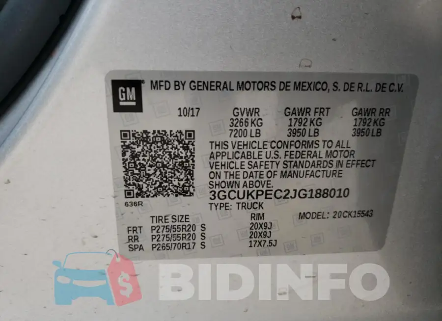 3GCUKPEC2JG188010 Photo# 12