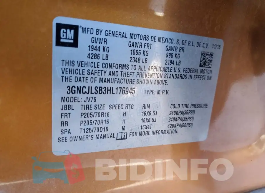 3GNCJLSB3HL176945 Photo# 12