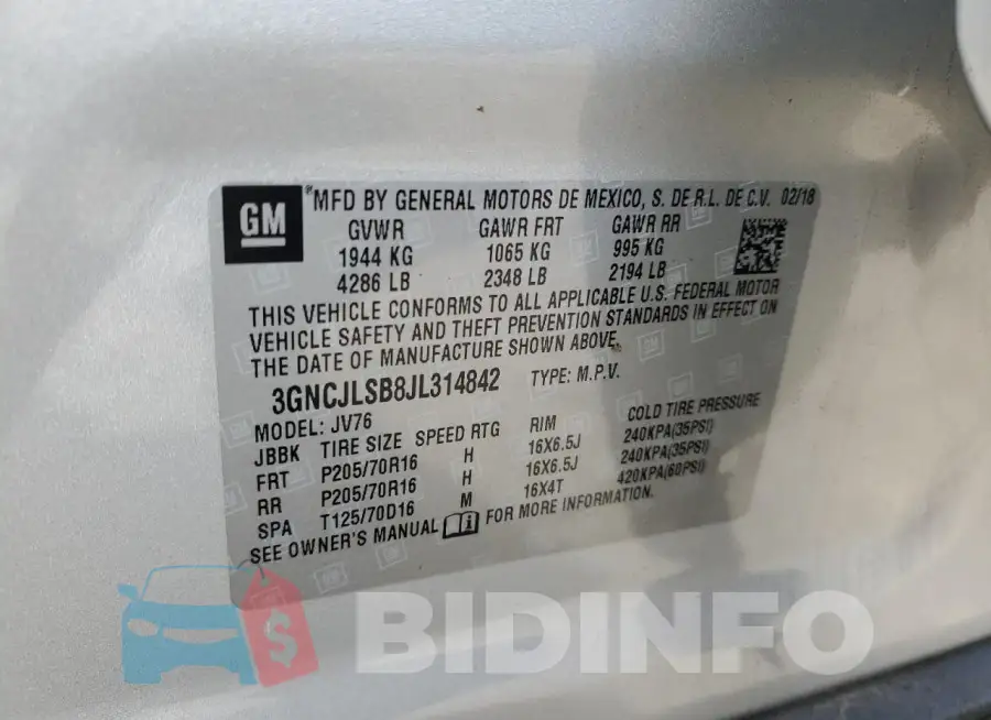 3GNCJLSB8JL314842 Photo# 13