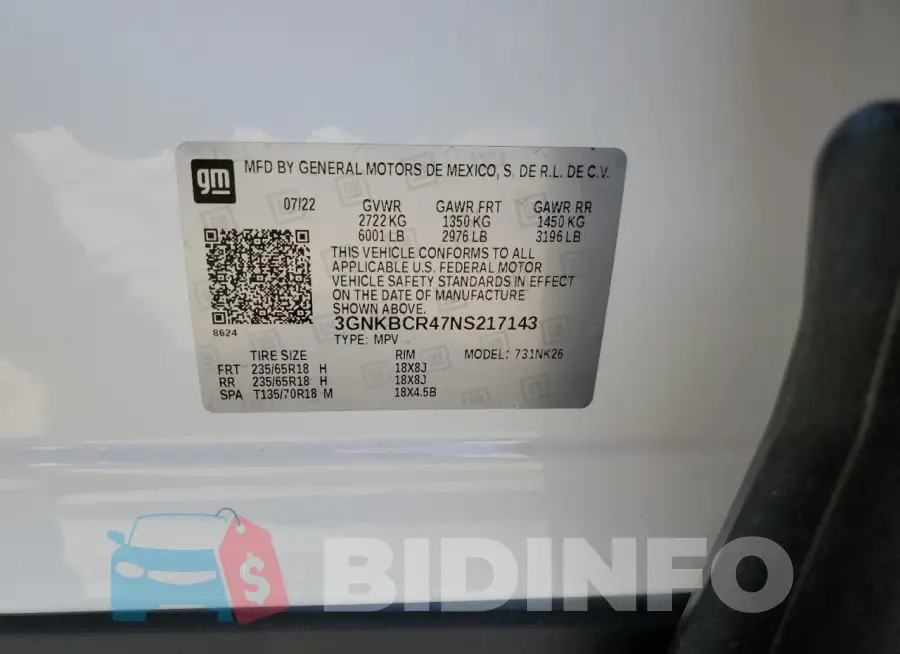 3GNKBCR47NS217143 Photo# 12