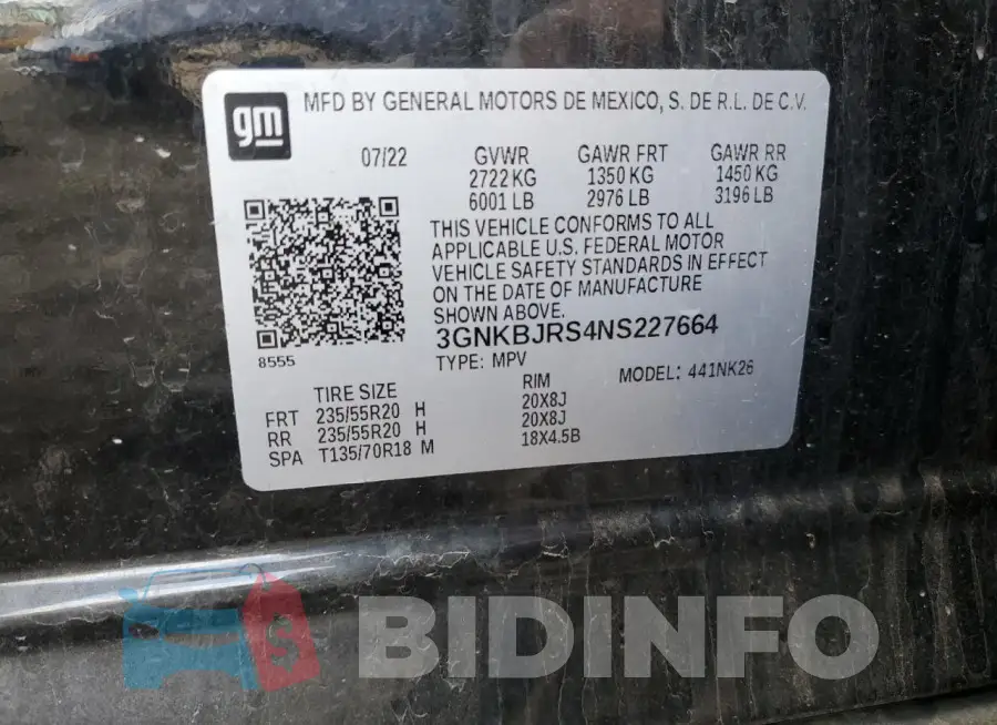 3GNKBJRS4NS227664 Photo# 13
