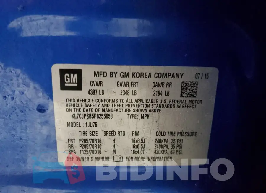 KL7CJPSB5FB255058 Photo# 13
