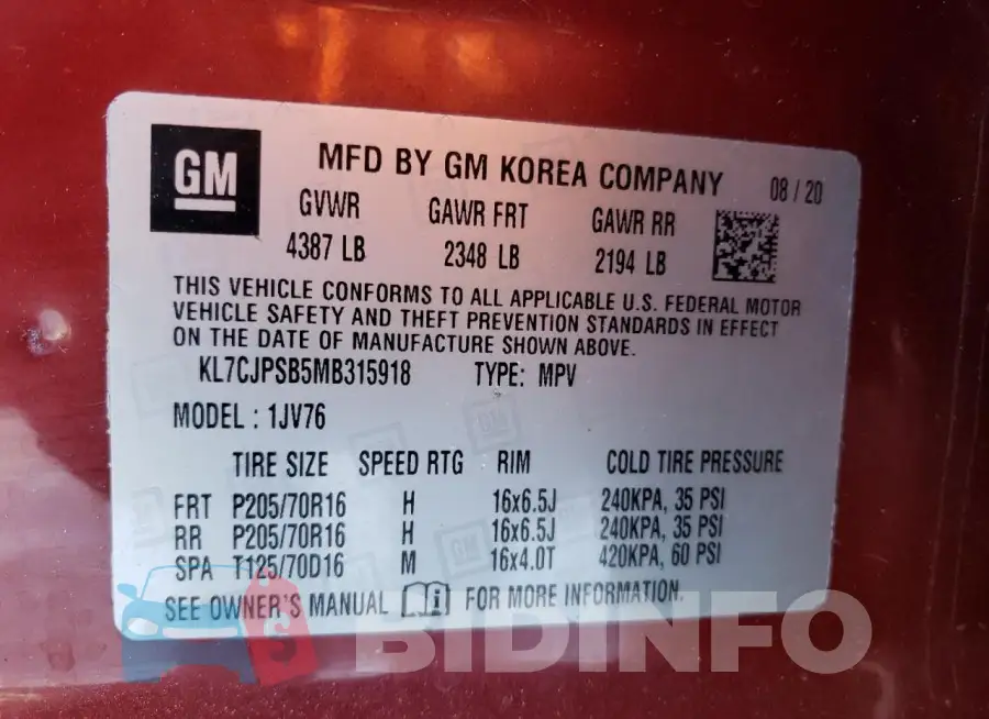 KL7CJPSB5MB315918 Photo# 13
