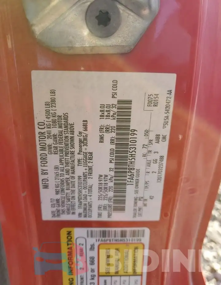 1FA6P8TH5H5310199 Photo# 12