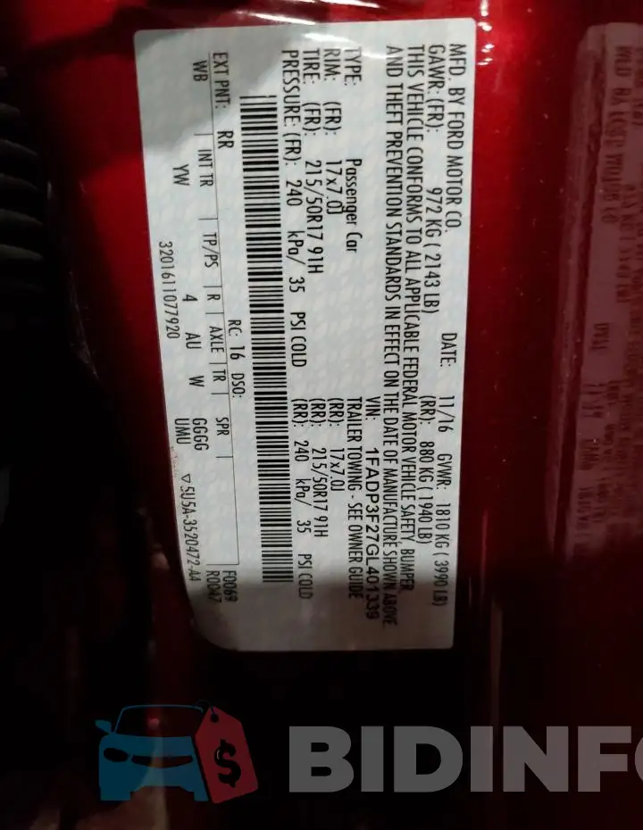 1FADP3F27GL401339 Photo# 13