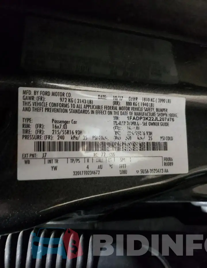 1FADP3K22JL207976 Photo# 12