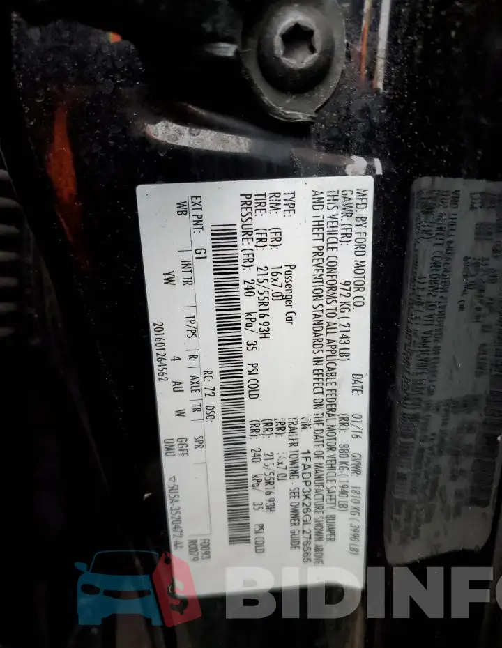 1FADP3K26GL276565 Photo# 12