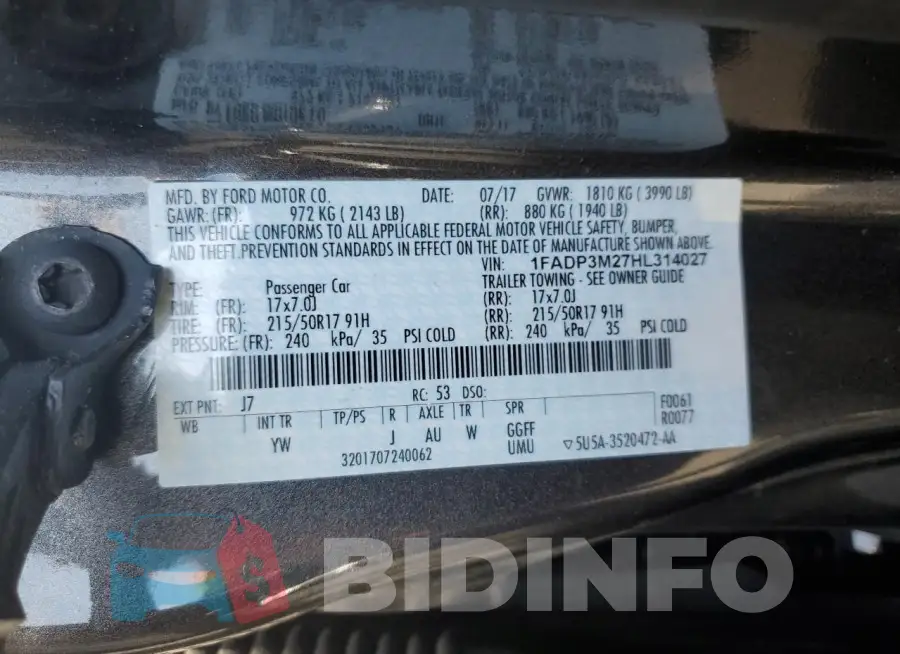 1FADP3M27HL314027 Photo# 12