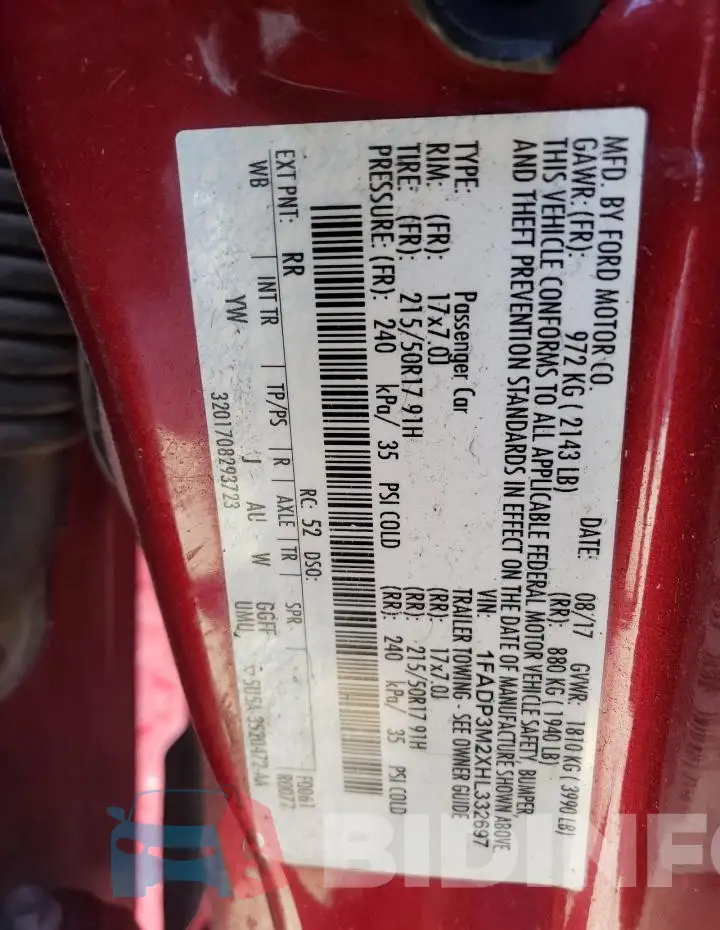 1FADP3M2XHL332697 Photo# 12