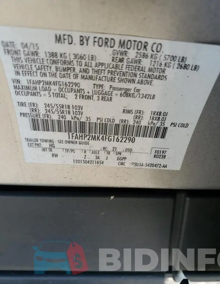 1FAHP2MK4FG162290 Photo# 12