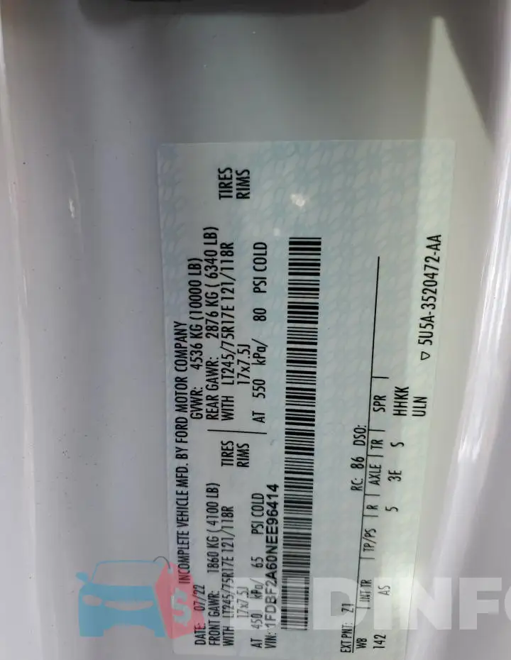 1FDBF2A60NEE96414 Photo# 12