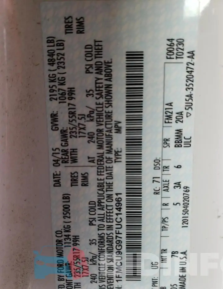 1FMCU9G97FUC14961 Photo# 12