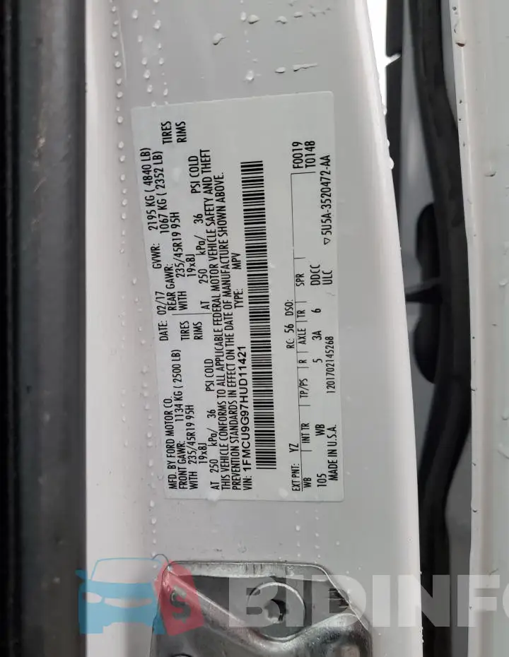 1FMCU9G97HUD11421 Photo# 12