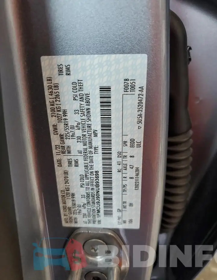 1FMCU9J90NUB93698 Photo# 12
