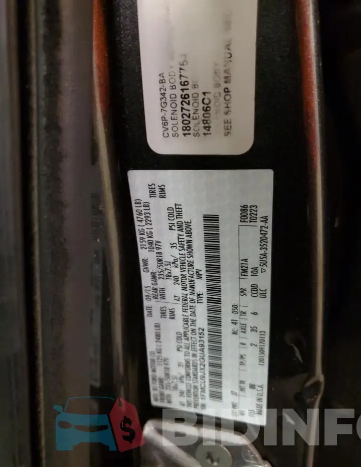 1FMCU9JX2GUA93152 Photo# 12