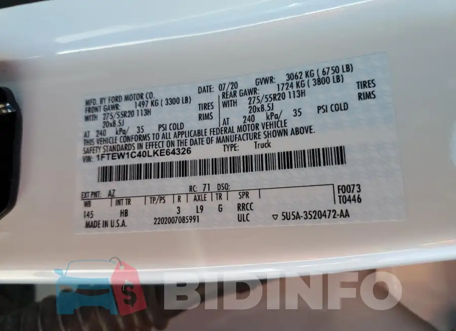 1FTEW1C40LKE64326 Photo# 12
