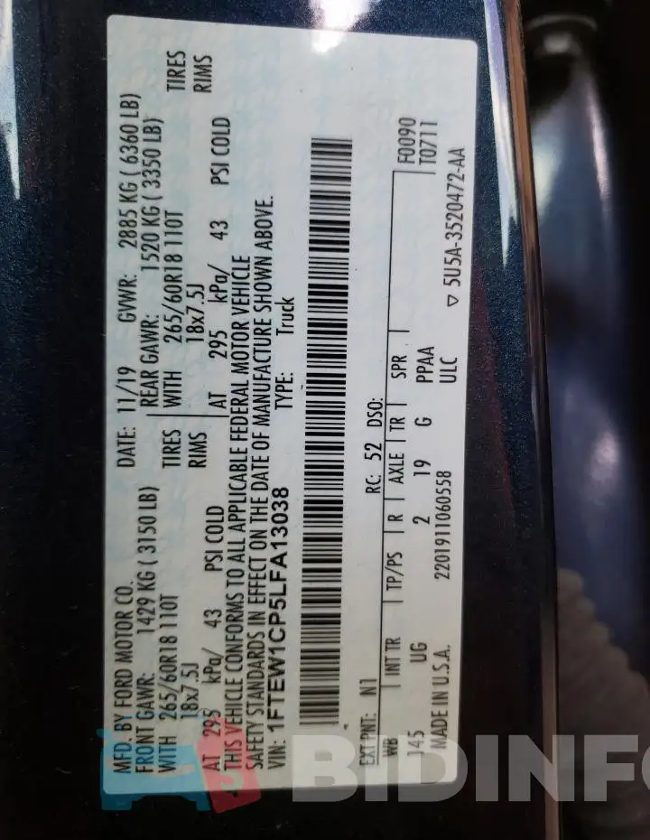 1FTEW1CP5LFA13038 Photo# 12