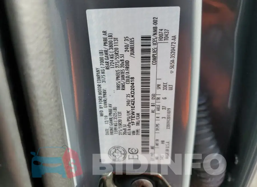 1FTEW1E42LKD20418 Photo# 12