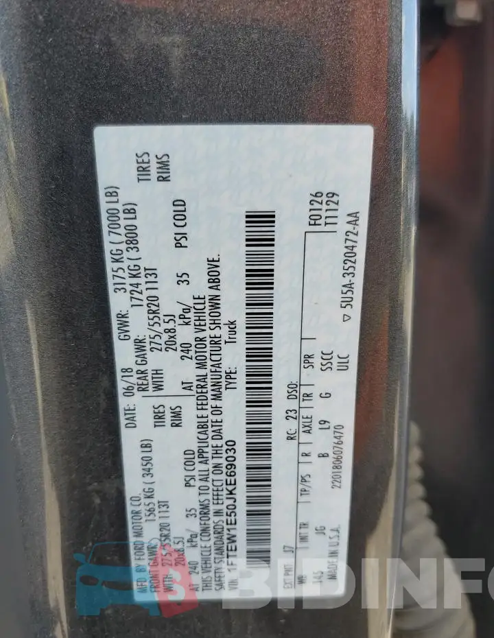1FTEW1E50JKE69030 Photo# 12