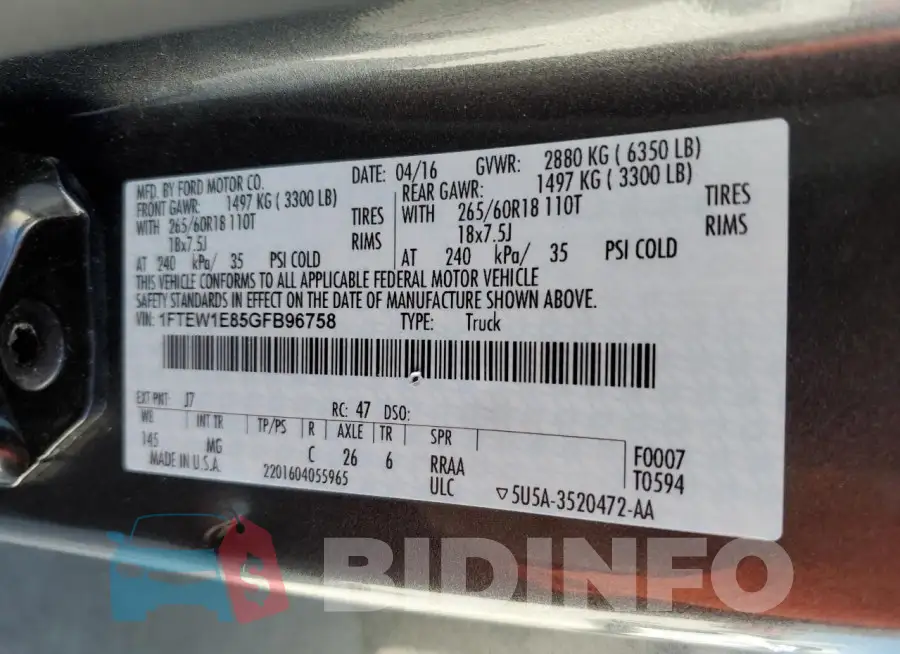 1FTEW1E85GFB96758 Photo# 12