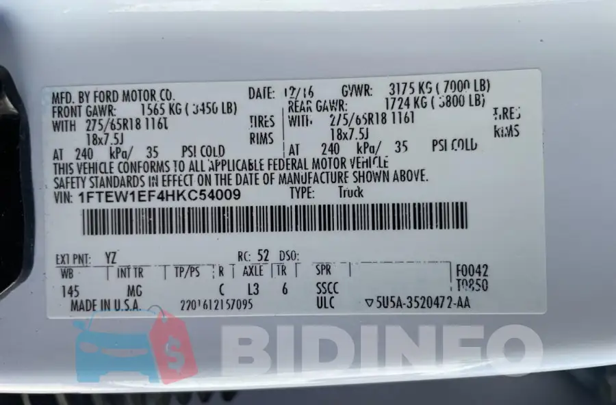 1FTEW1EF4HKC54009 Photo# 10