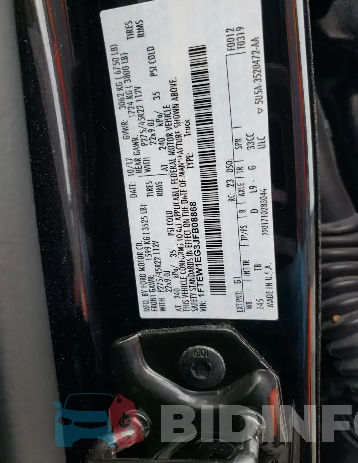 1FTEW1EG3JFB08868 Photo# 12