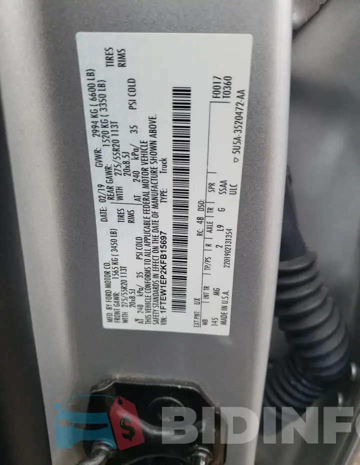 1FTEW1EP2KFB15697 Photo# 12