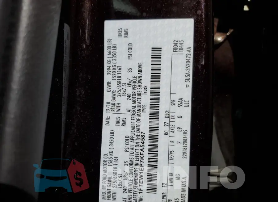 1FTEW1EP7KFA54587 Photo# 12